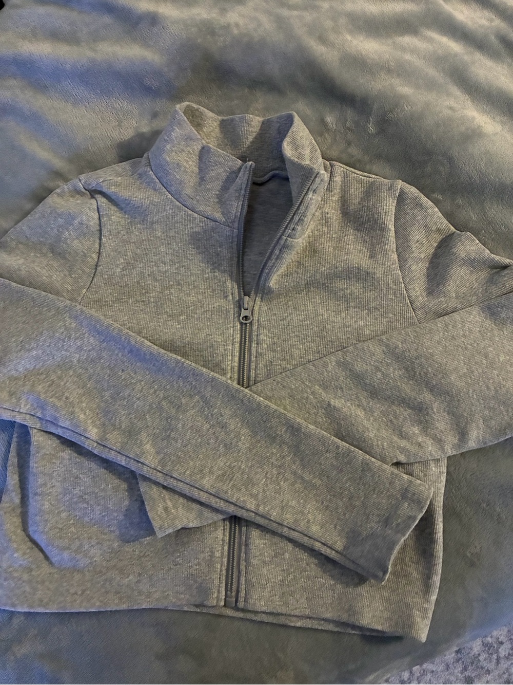 Forever 21 Grey Zip-Up Mock Neck Jacket semi cropped